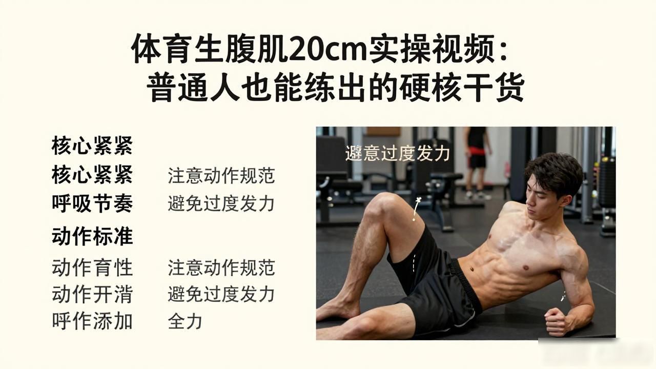 体育生腹肌20cm实操视频：普通人也能练出的硬核干货